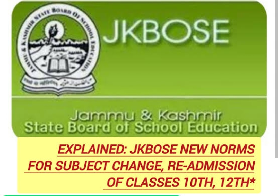 Subject change, Re-admission: JKBOSE Issues Big Update-New Rules For 10th-12th Students